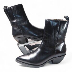 ALLSAINTS Bazely Pointed Toe Leather Boots 'Black Shine' W026FB Women's 9